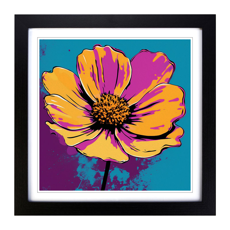 Cosmos Pop Art - Single Picture Frame Print on Wood, Black