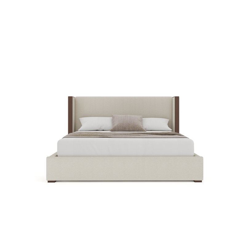 Lit tapissier bas Irenne, Bouclé blanc cassé, Grand