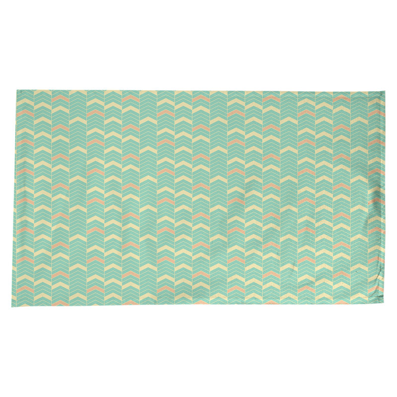 Stephenie Lined Chevrons Tablecloth, Green/Orange/Yellow