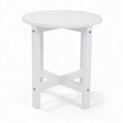HDPE Outdoor Side Table, 16 in. Round All-Weather Patio End Table
