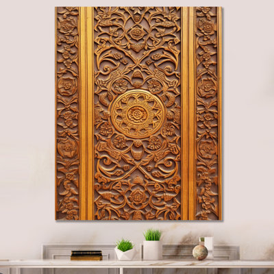 Vieille porte en bois sculpté VI sur toile