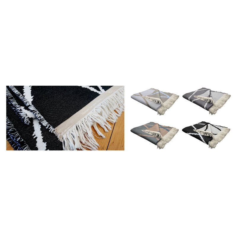 Beeman Throw Blanket, Taupe/Light Grey