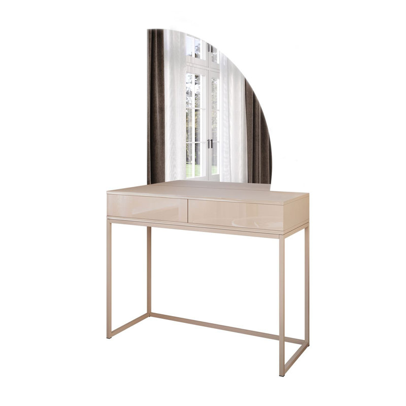 Dressing Table with Mirror, Beige