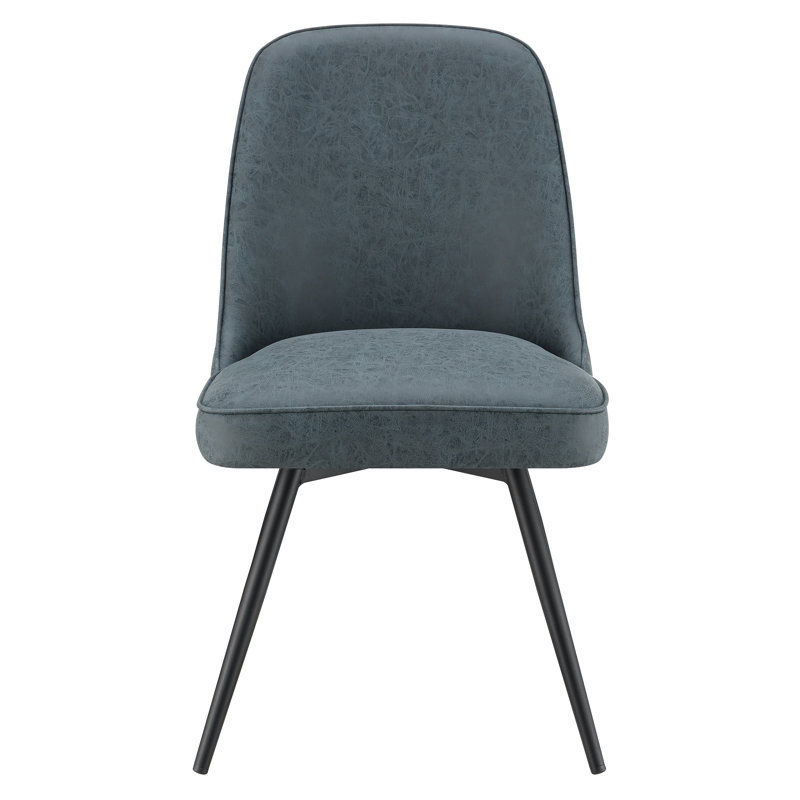 20'' H Faux Leather Upholstered Side Chair, Navy
