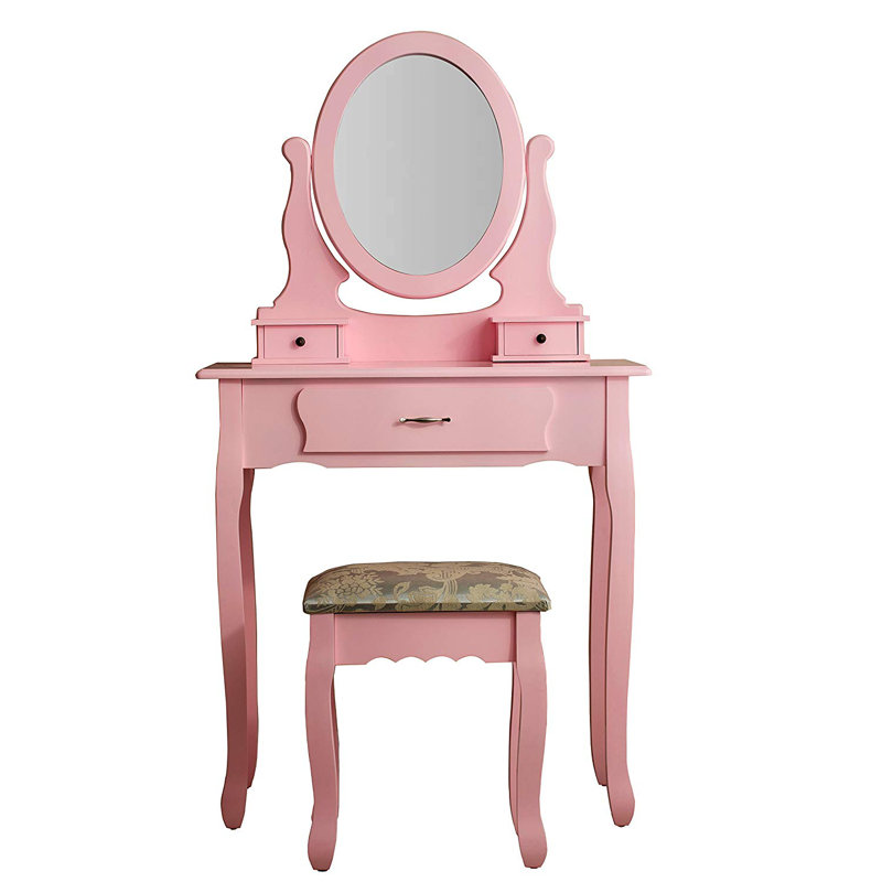 Condit Dressing Table with Mirror, Pink