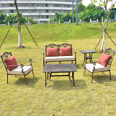 Outdoor Waterproof And Rust-resistant Sofa Sets 4 - Person Patio Conversation Set with Cushions