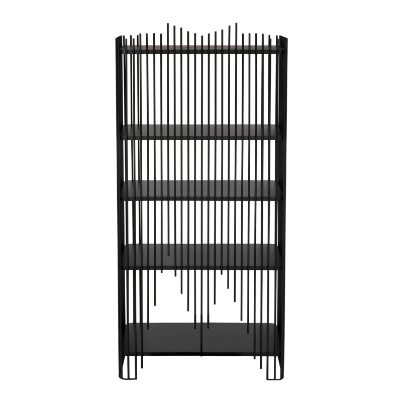 Matte Black Industrial Wood Geometric Bookcase