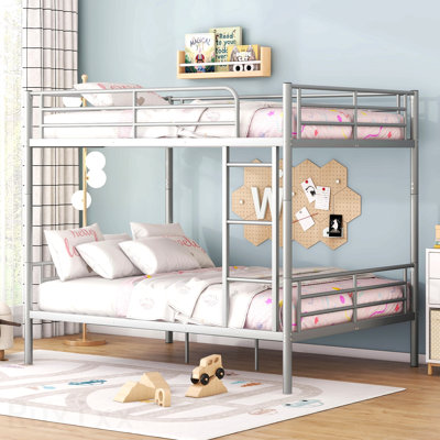 Full Over Full Metal Bunk Bed, Sliver