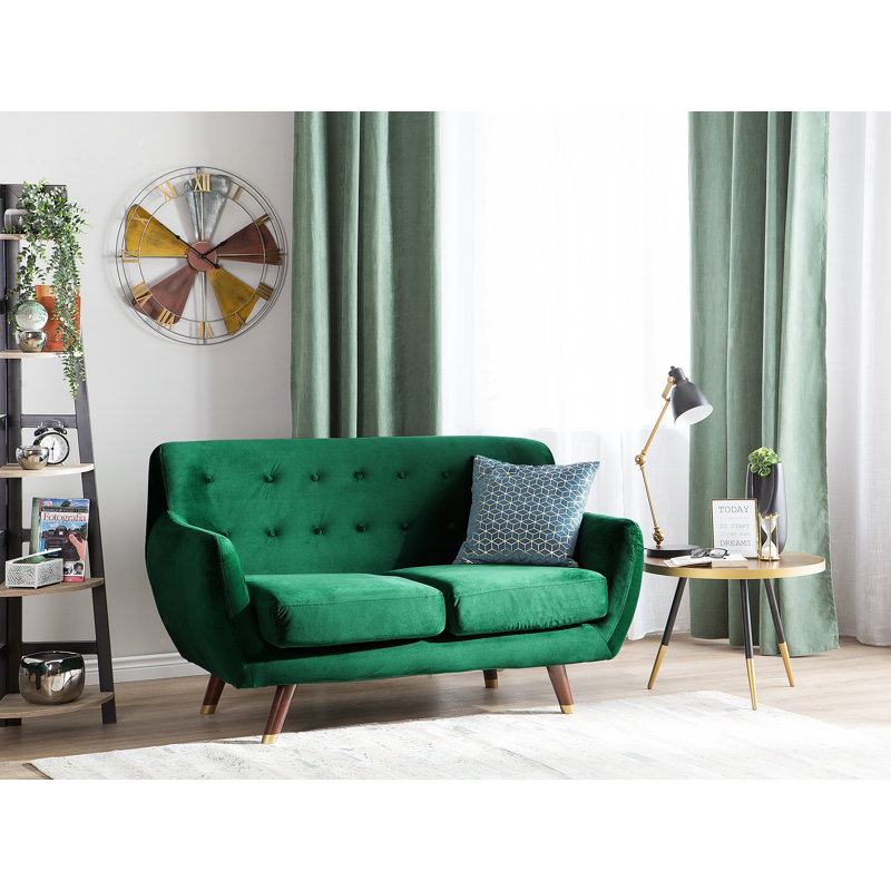 Lesse 2 Seater Velvet Loveseat, Emerald Green