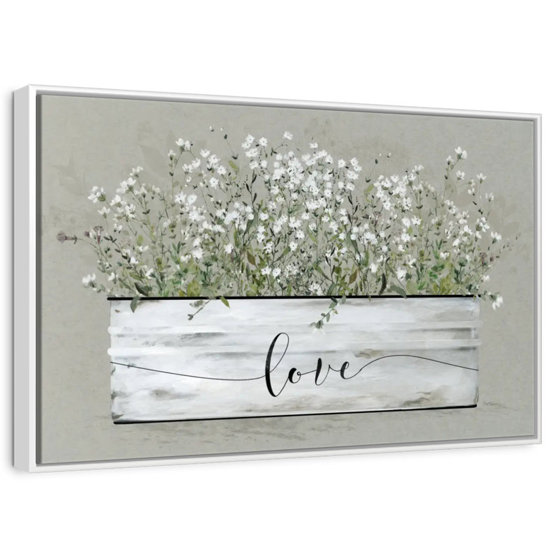 Bouquet de Grace Bucket Love, 25 po x 17 po, Cadre flottant blanc