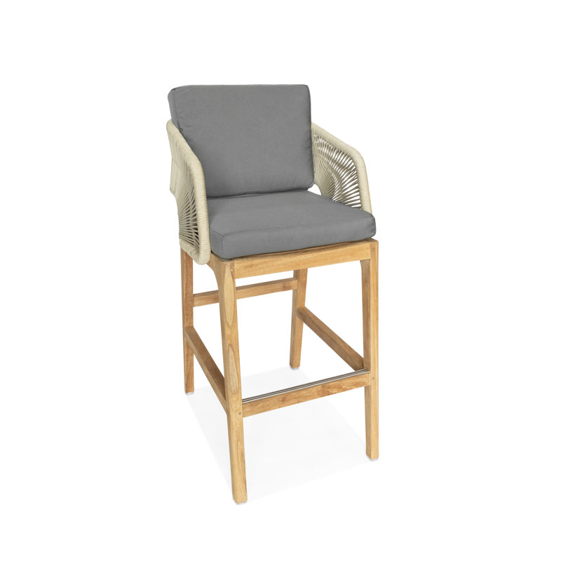 Amadora Outdoor Teak Bar Stool, Charcoal