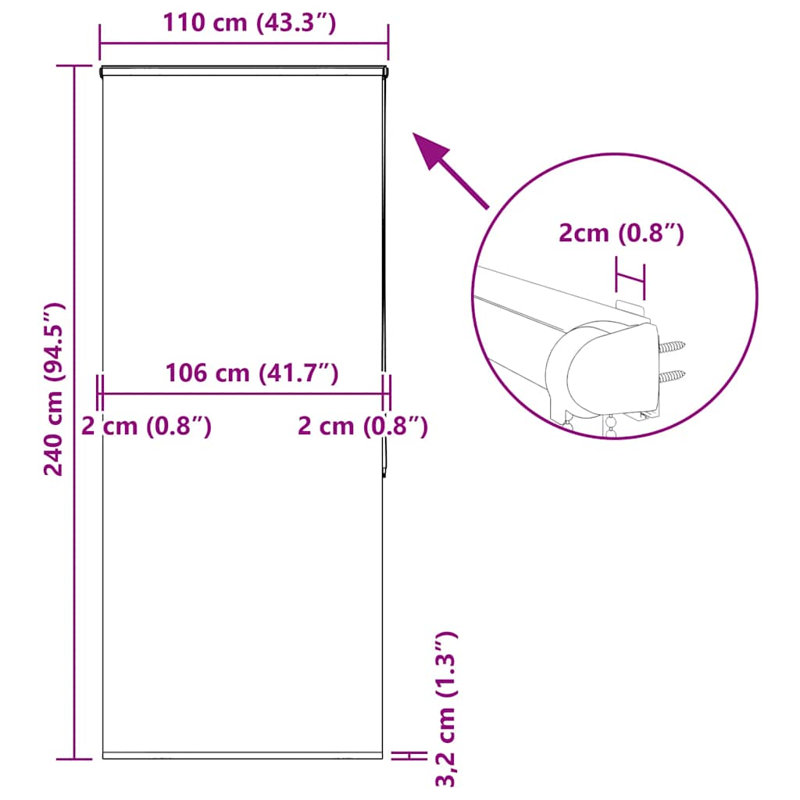 Latitude Run Shower Roller Blind With Cassette 90X240 Cm Fabric Width 86 Cm, 110cmW x 240cmL