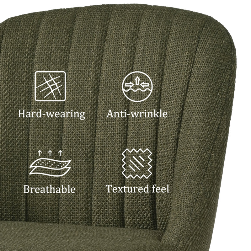 48.5cm H Upholstered Side Chair, Green Linen/Natural