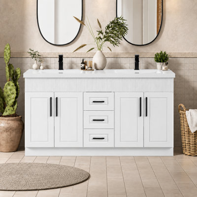 Ensemble de vanité moderne à double lavabo de 60 pouces avec comptoir intégré