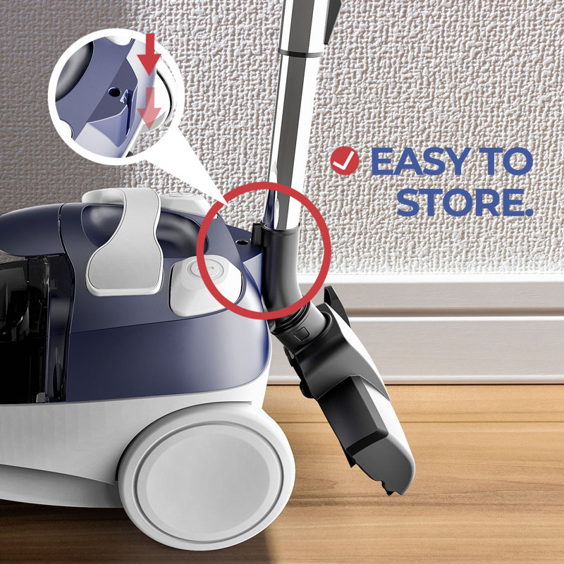 PINETAN DoubleDown Canister Vacuum Cleaner, Bagless, Double HEPA Filters, Auto Rewind, 800W Power