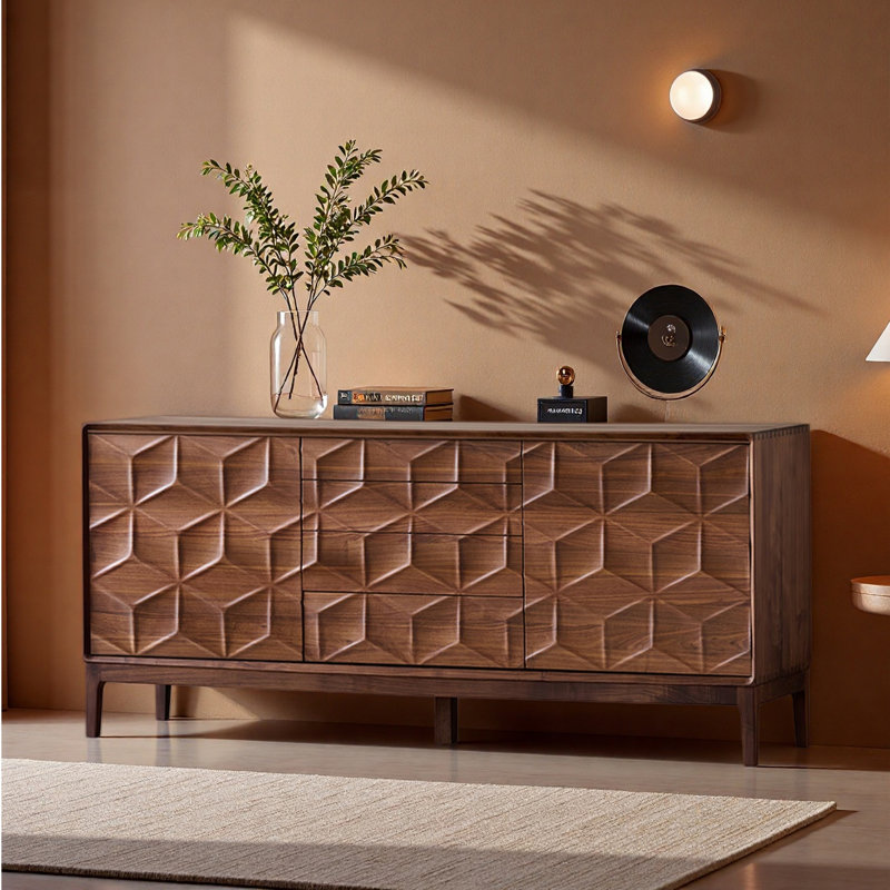 High-End Solid Wood Sideboard, 35.43" H x 62.99" W x 17.72" D