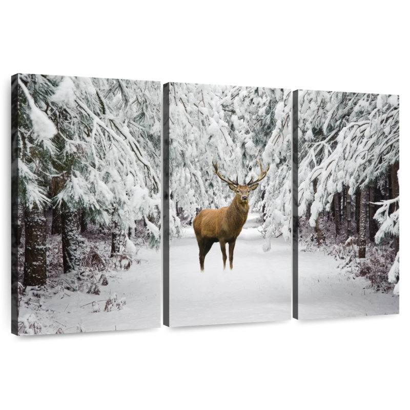 Cerf rouge d'hiver, H 48 po x l 74 po