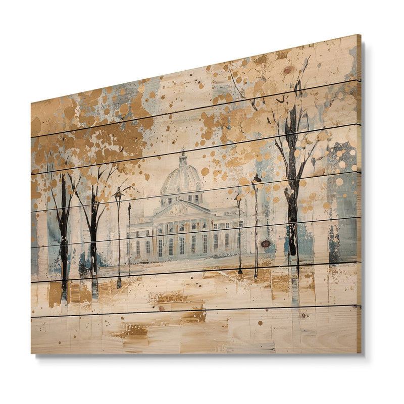 Trinity College In Dublin I - Industrial Wooden Wall Art On Natural Pine Wood, 10" H x 20" W