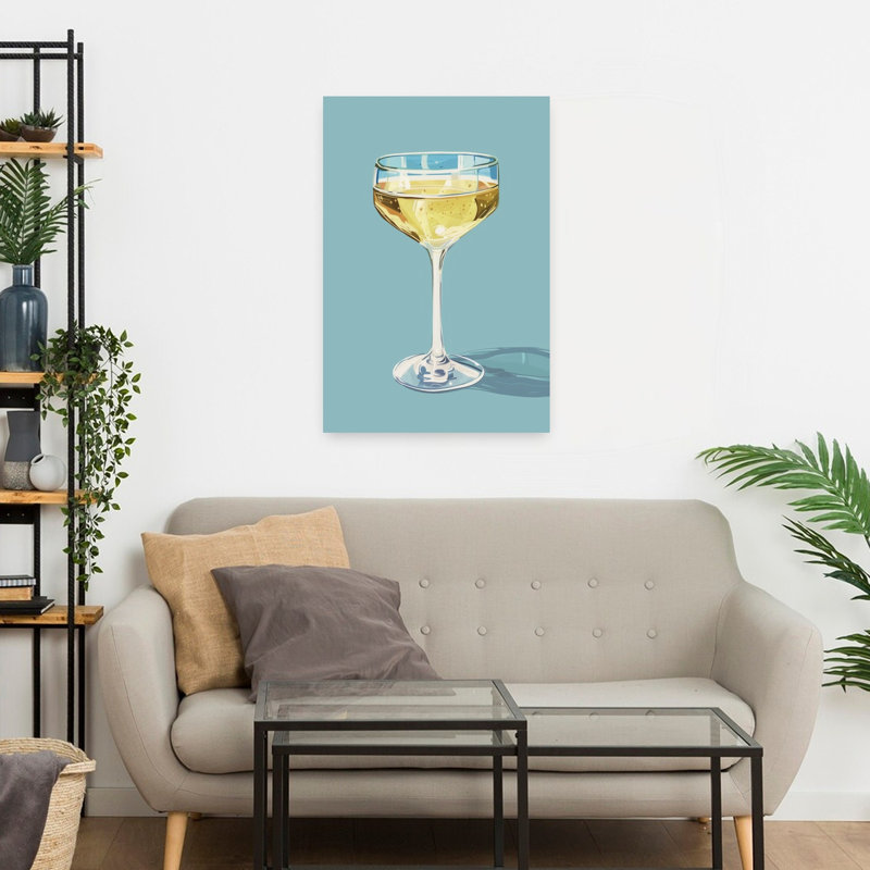 Champagne coupe rétro rétro art mural côtier, H 24 po x l 16 po