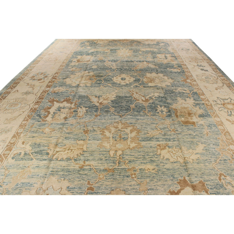 Tapis turc Oushak bleu 12 x 18
