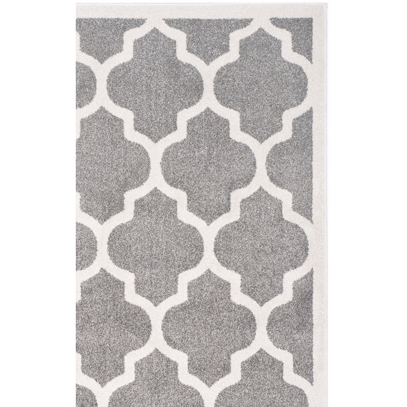 Tapis géométrique gris foncé / beige Ammundsen, Tapis de couloir 2 pi 3 po x 13 pi