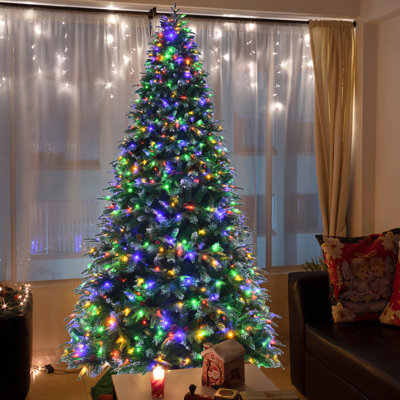 Green Realistic Pine Cashmere Christmas Tree with LED Color Changing/Combination Lights