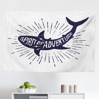 Ambesonne Shark Tapestry, Of Adventure Words Over A Fish Body Wildlife Grunge Design, Fabric Wall Hanging Decor For Bedroom Living Room Dorm, 28"" X 23 -  East Urban Home, 226D73B231BD4706AA6BB3452633DE52