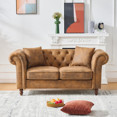 Canapé Chesterfield Lunell avec confort moelleux, tissu technique durable