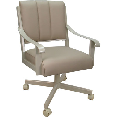 Leather Metal Dining Caster Chair Swivel Tilt