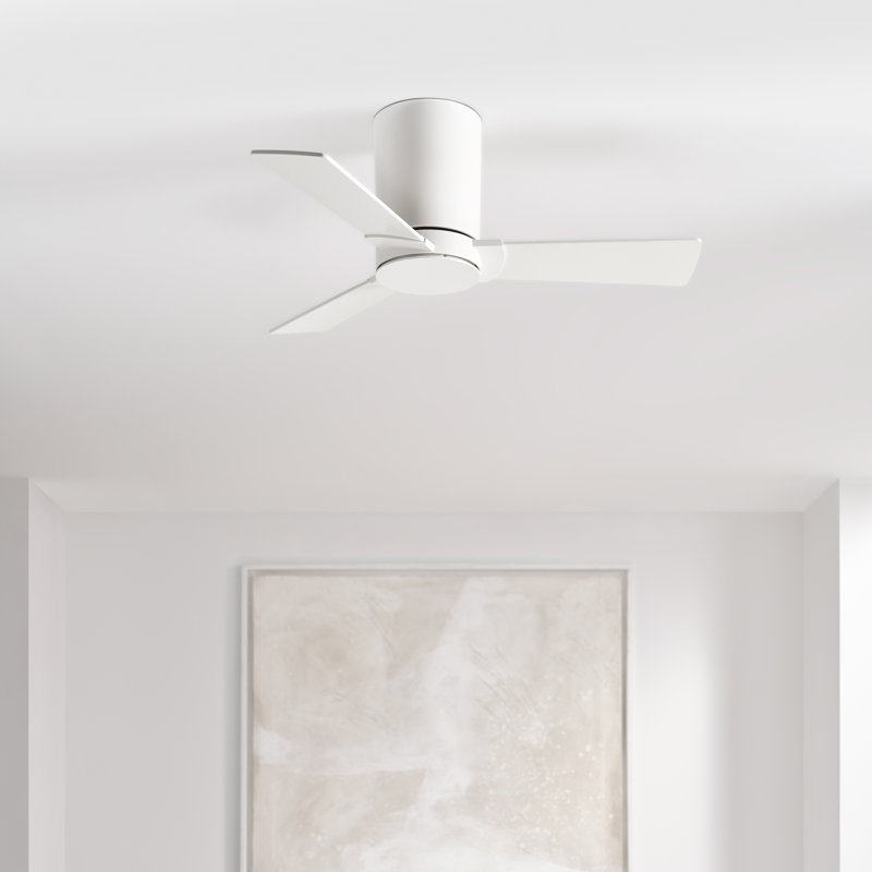  Ventilateur de plafond intérieur Rozzen 32 Hugger avec pales blanc mat et télécommande portable, Blanc mat, Blanc mat