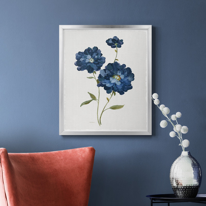 Toile encadrée de qualité supérieure Blue Mums - prête à être accrochée, Argent, H 20 po x l 16 po