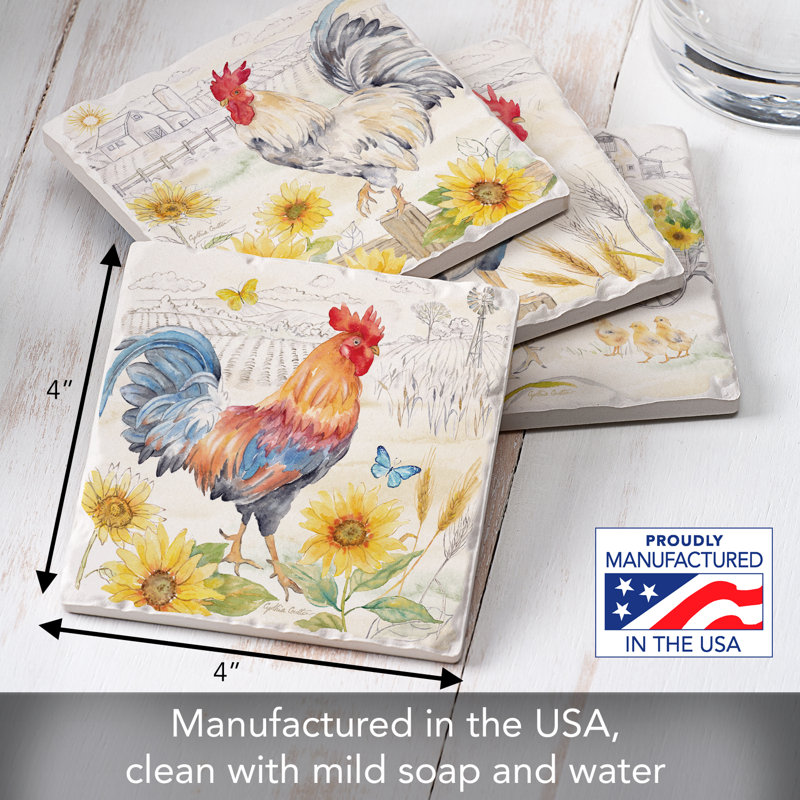 Ensemble de 4 sous-verres Good Morning Sunshine Roosters