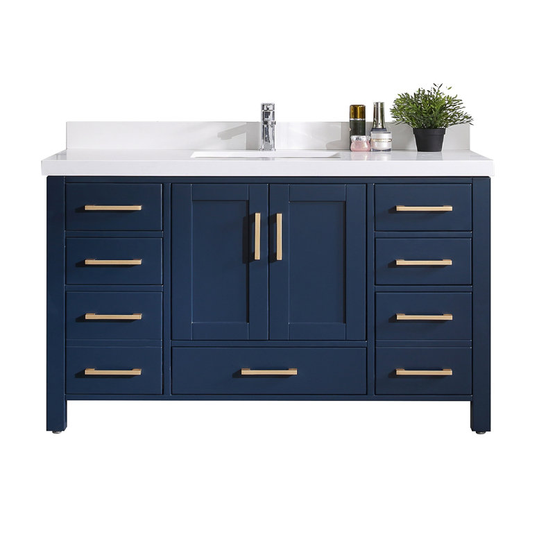 Ensemble de meuble-lavabo simple 42 po Uckfield, Blanc, Bleu marine