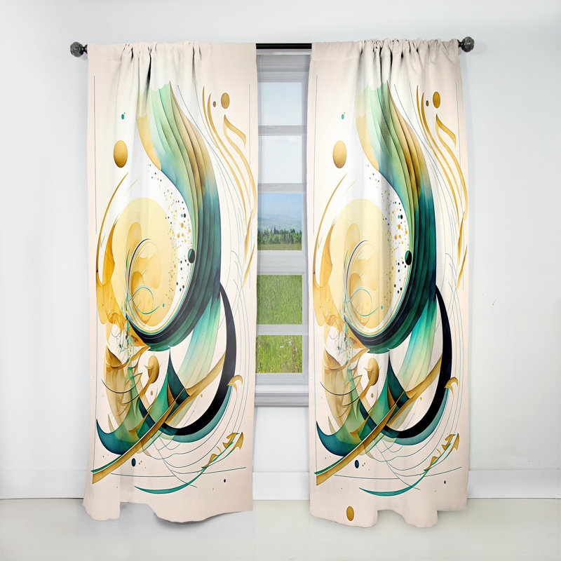 Alarins - Golden Spiral Movement III - Modern Curtain - Velvet Room Darkening - 1 panel, 52" W x 90" L
