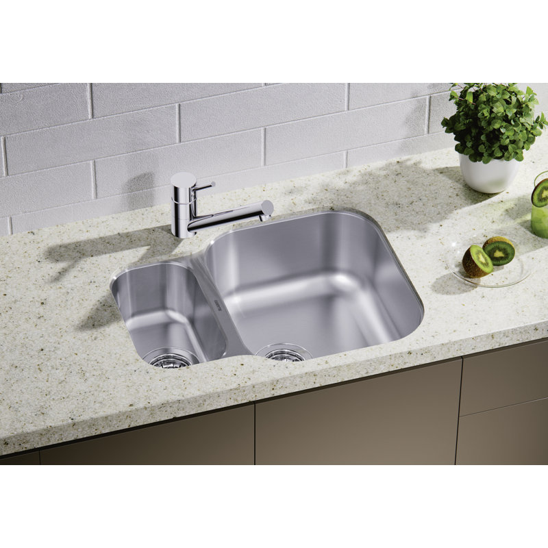 Essential 58.2 x 45cm Double Bowl Undermount Kitchen Sink