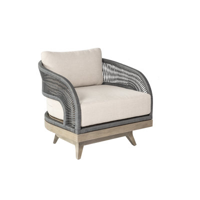Joss Main Galilea Swivel Patio Chair in Eucalyptus Wood with