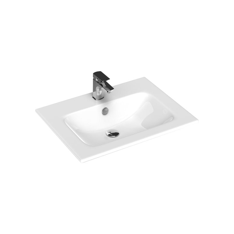 Joy PI 60 Drop-in Bathroom Sink in Glossy White, Single Hole