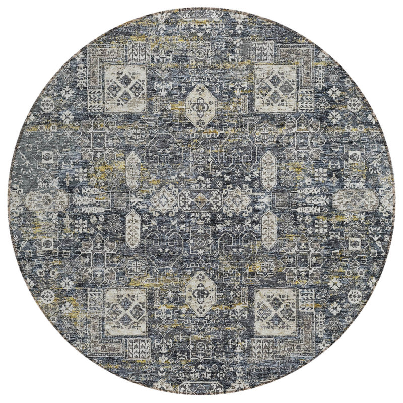 Tapis oriental rond 8 po gris