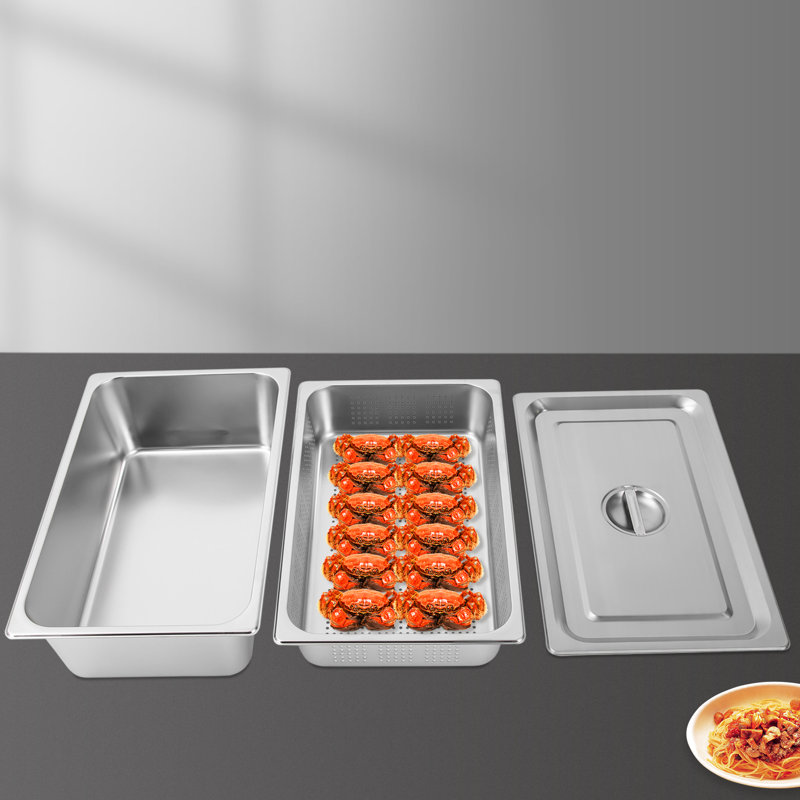Casserole à vapeur perforée en acier inoxydable avec couvercle
