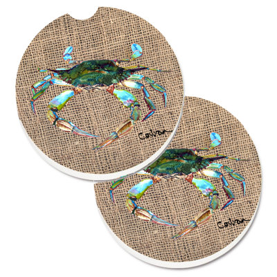 Ceramic Round 2 Piece Car Coaster Set