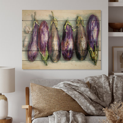 «Eggplants Kitchen Art», impression sur bois sans cadre