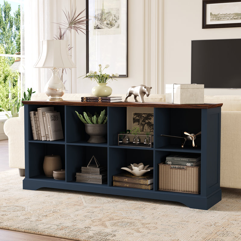 Organisateur de bibliothèque horizontale à 8 cubes avec bibliothèque anti-basculement, Bleu