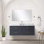 Meuble-lavabo simple bleu l 48 po x P 22 po, comptoir en marbre de Carrare et miroir 43 po
