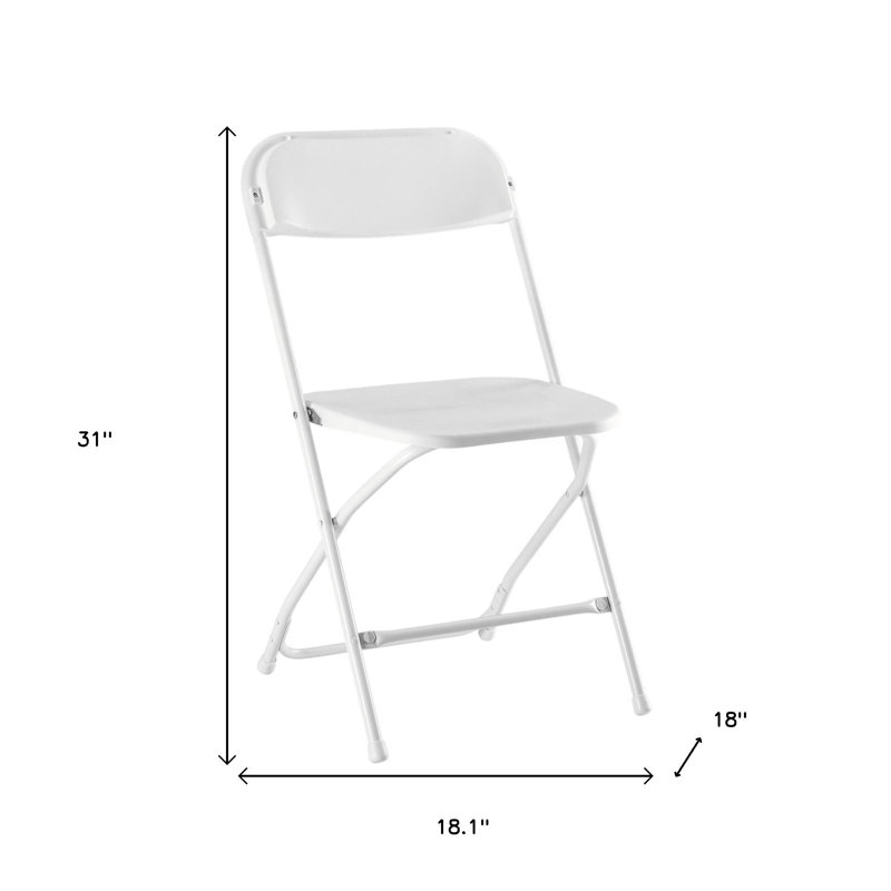 Ensemble de six chaises de salle à manger pliantes empilables en métal blanc