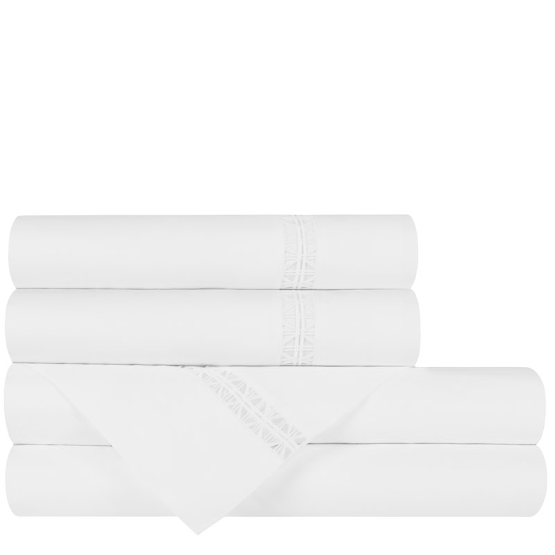 Sloan 100% Cotton Percale Sheet Set, white, Queen