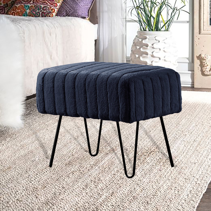 Defranco Upholstered Ottoman, Parisain Night Faux Fur