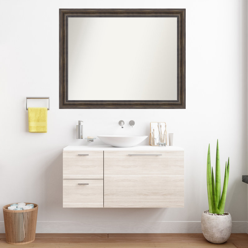 Miroir mural en bois massif Bostynn, Rectangle, H 34,5 po x l 43,5 po