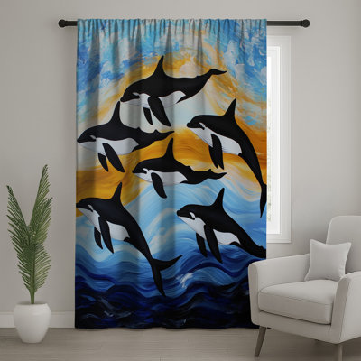 Orcas Window Curtains, Animals Sheer & Blockout Curtains - 1 Panel
