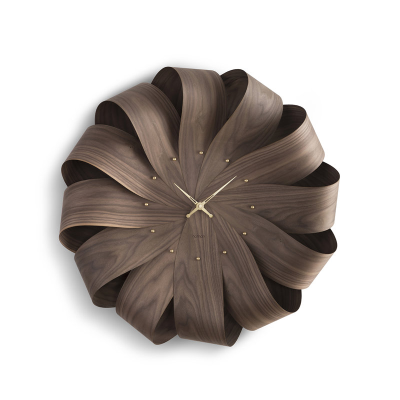 Horloge murale très grande, H 29,5 po x l 29,5 po x P 7,1 po, Brun foncé / or