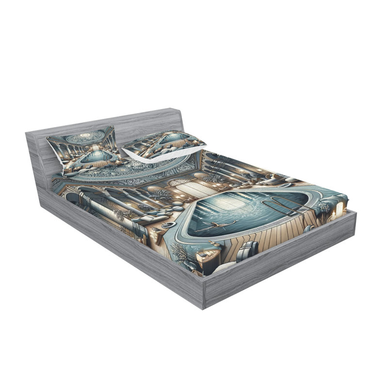 Ensemble de draps en microfibre Panorama of a Pool Hall, Grand